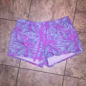Blue and purple shorts